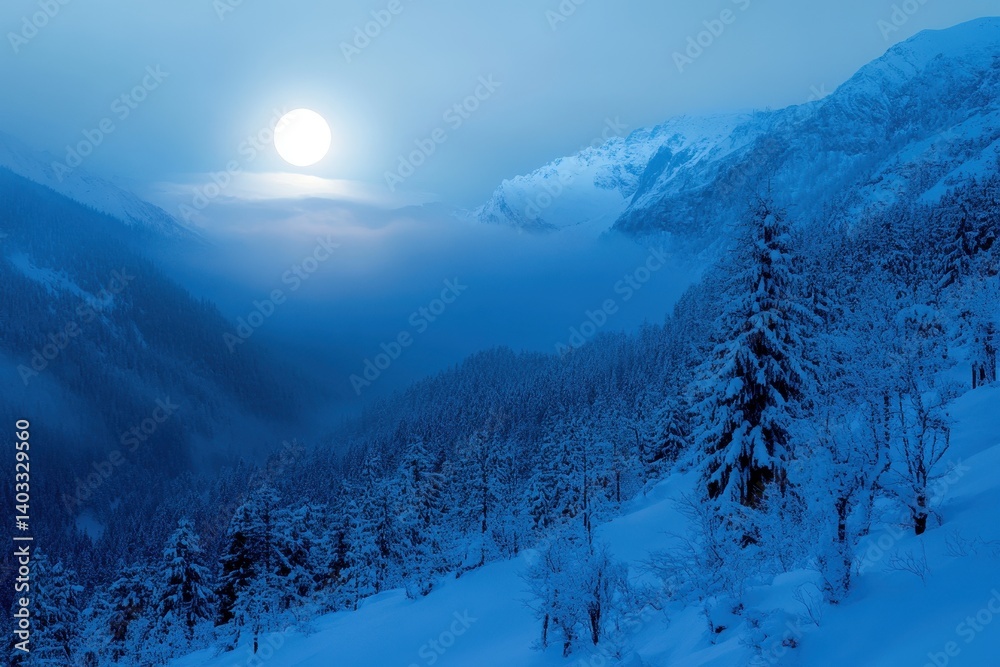 Obraz premium Snowy mountain peaks at dawn