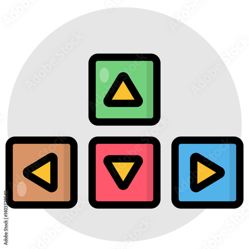 Conceptual flat design icon of move button 