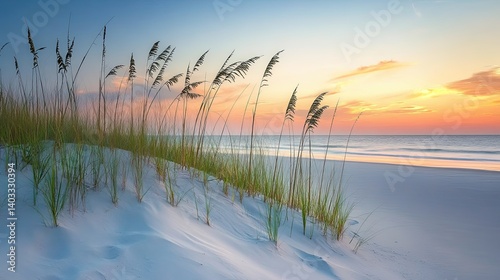 Close-up of dry dune grass swaying in the breeze by the sea. Tranquil beach setting with warm light  perfect for wellness  travel  or nature backdrops.