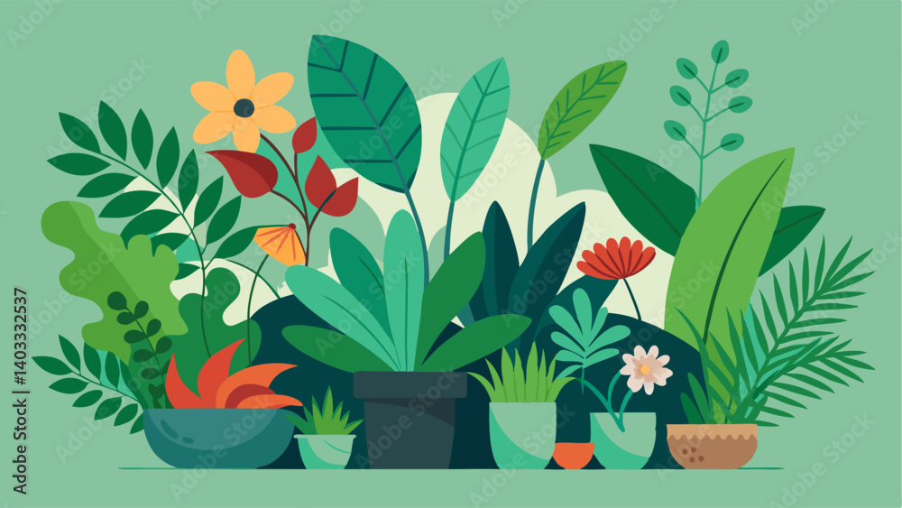 Obraz premium A variety of plants and greenery adding a touch of nature.
