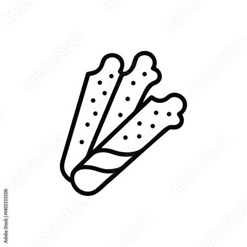 Traditional Cannoli Pastries Outline Icon For Italian Dessert Design Elements