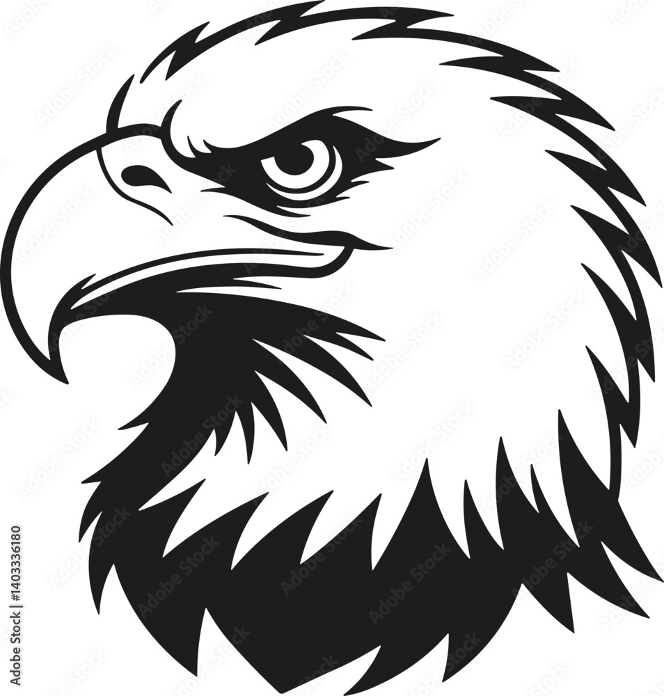 Majestic Eagle Head Silhouette Vector – Bold and Powerful Bird Illustration Majestic Eagle Head Silhouette Vector – Bold and Powerful Bird Illustration