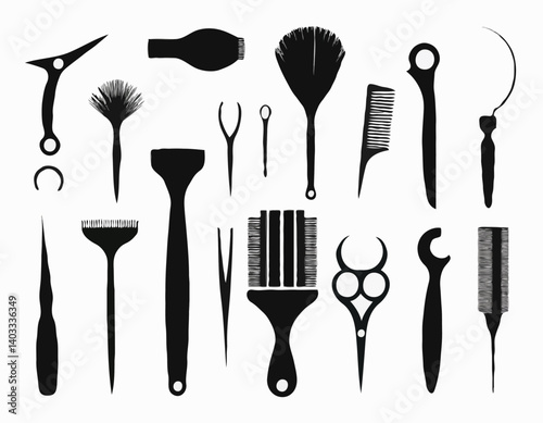 Sèche-cheveux noir. Outils modernes de sèche-cheveux et de coiffure vectorielle et d’illustration