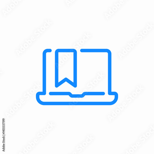 laptop reading bookmark icon sign vector