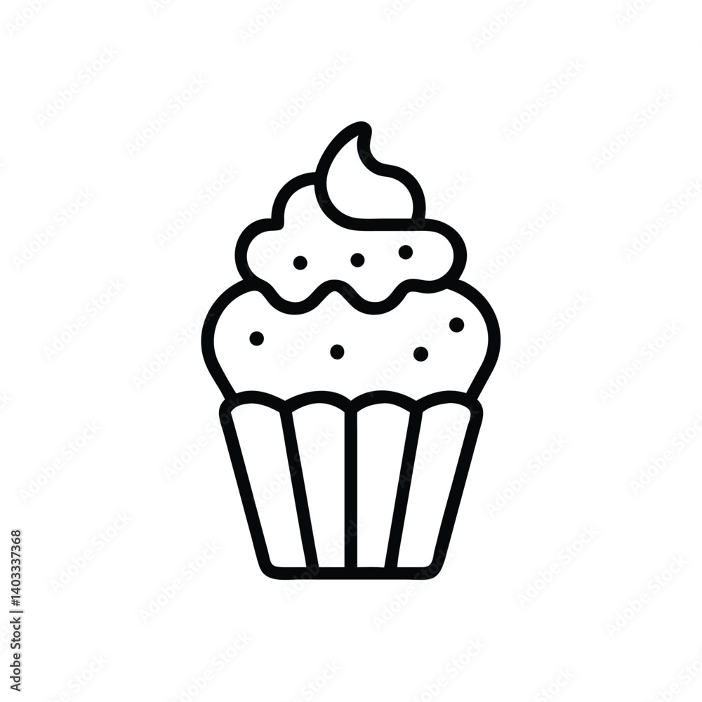 Cupcake With Cream Vector Line Art Minimalist Pastry Design Cupcake With Cream Vector Line Art Minimalist Pastry Design