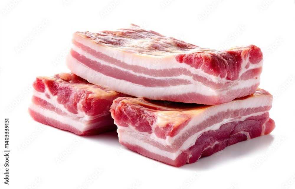 Stack of Fresh Pork Belly Slices Ready for Cooking and Eating Stack of Fresh Pork Belly Slices Ready for Cooking and Eating