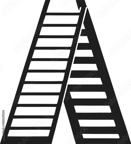 Silhouette black architectural ladder vector graphic  