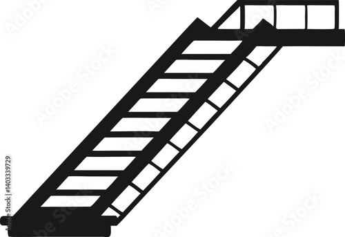 Architectural vector of lift ladder in silhouette black  