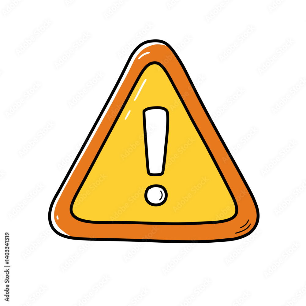 Hand-drawn yellow triangle warning sign with exclamation mark, concept for website design, app interface, and safety alert illustrations Hand-drawn yellow triangle warning sign with exclamation mark, concept for website design, app interface, and safety alert illustrations