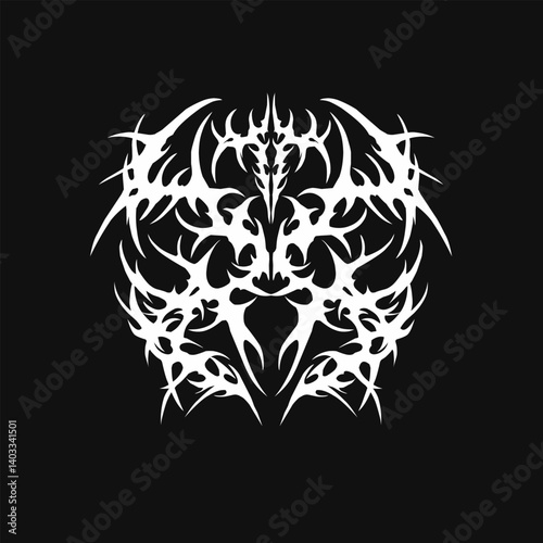 Neo tribal sharp symmetrical design. y2k gothic style tattoo cyber sigilism ornament. clean vector isolated 