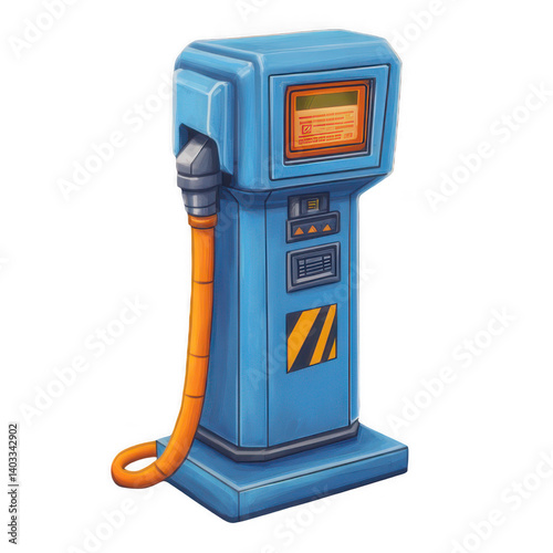3D cartoon gas pump with nozzle
