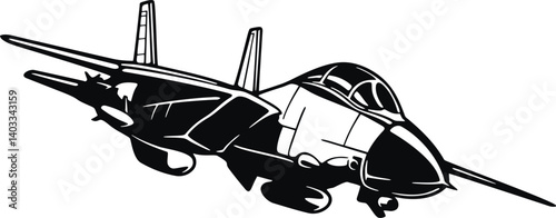 Military Fighter aircraft detailed silhouette. isolated on a white background