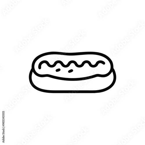 Simple Outline Illustration Of Eclair Pastry With Chocolate Icing Topping