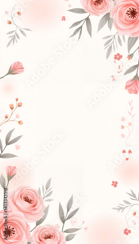 Elegant floral border design for wedding invitations, romantic ambiance