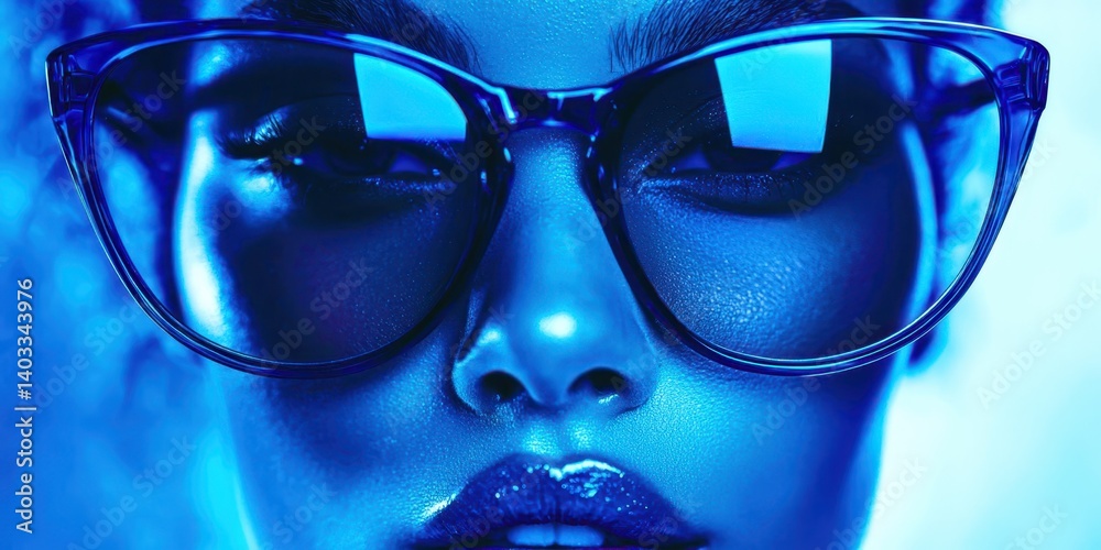 Obraz premium A woman is wearing sunglasses and looking at the camera