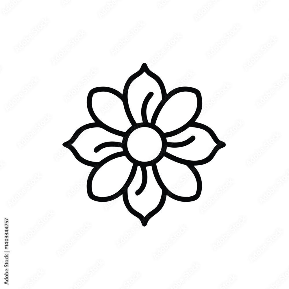Simple Black And White Flower Icon Design Vector Illustration Isolated Simple Black And White Flower Icon Design Vector Illustration Isolated
