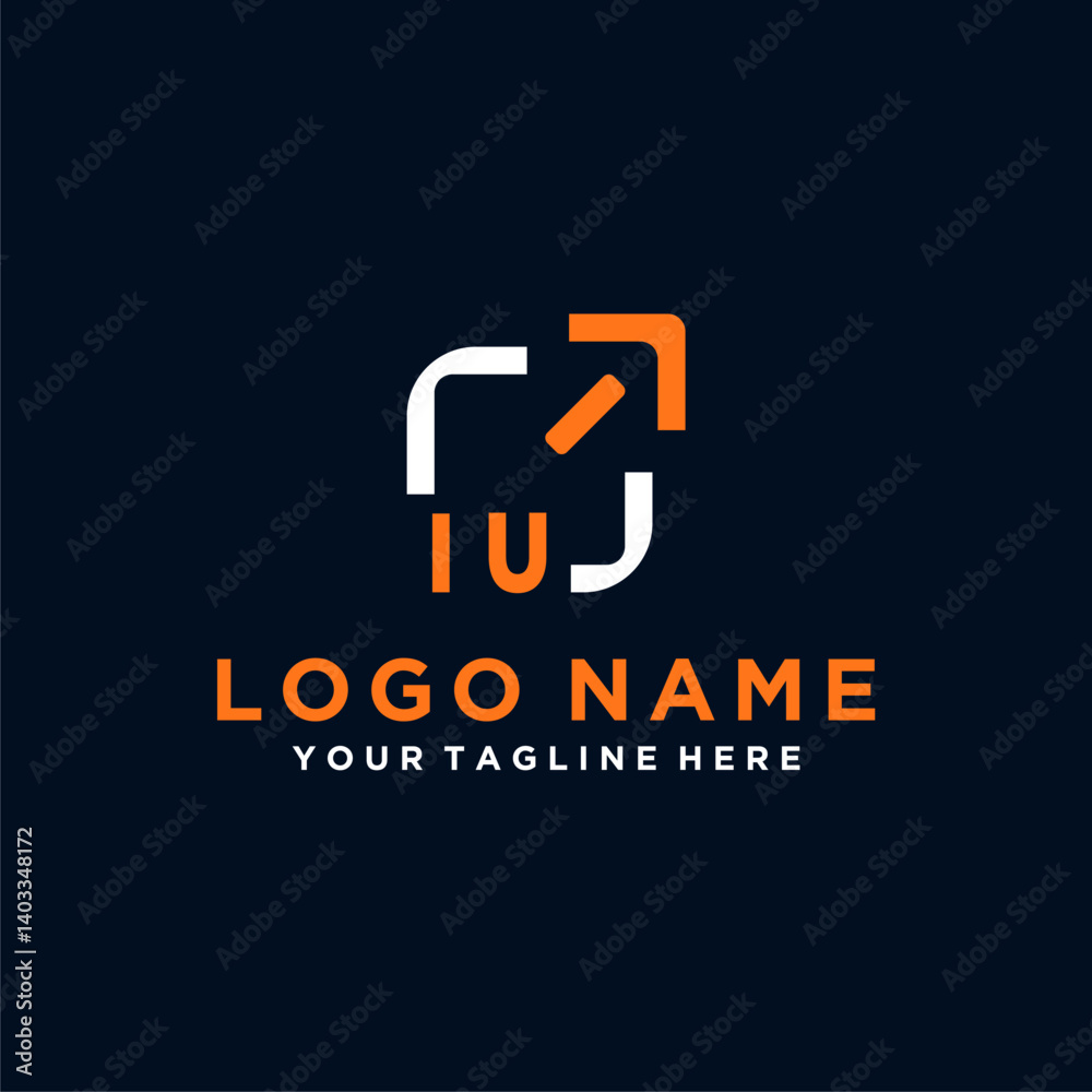 IU initials minimal modern technology logo design IU initials minimal modern technology logo design
