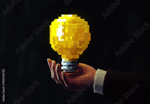 3D business concept hand holding light bulb