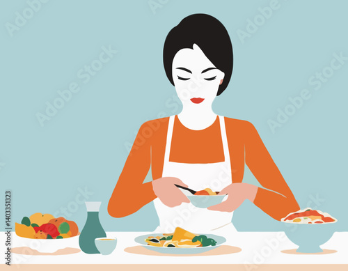 Femme anonyme préparant un repas dans un four à micro-onde