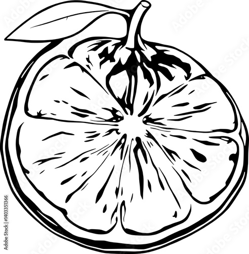 Halved Citrus Fruit A Detailed Ink Drawing Of A Lemon Or Lime