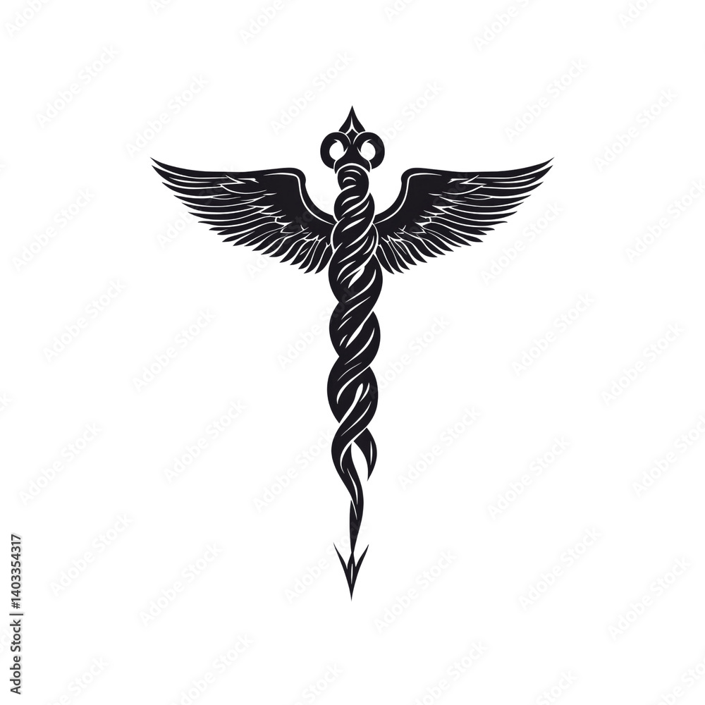Fototapeta premium Caduceus Symbol Dark, Mysterious Medical Icon