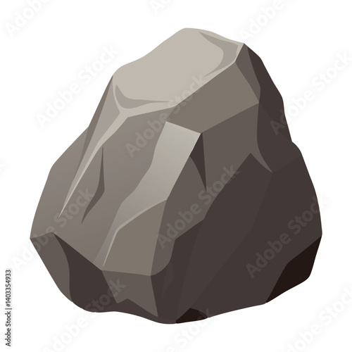 Isolated black crystal mineral stone, a monochrome rock object with a design like crumpled paper