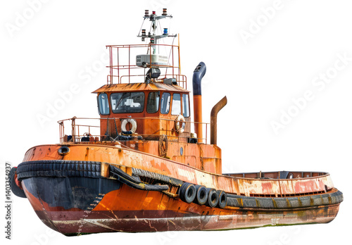 PNG Rustic orange tugboat isolated