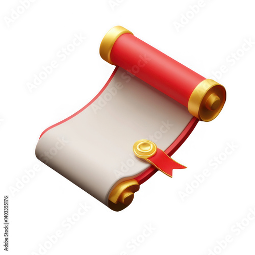 3D certificate with honor seal illustration