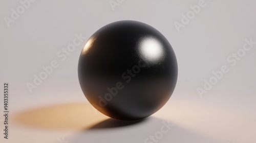 A shiny black sphere with a light reflection.