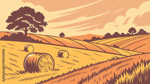 landscape with wheat field