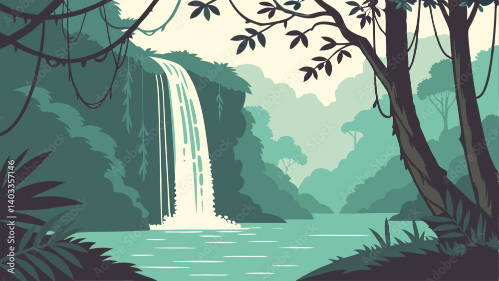 Fototapeta premium vector illustration of a tropical island