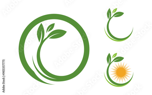 Nature leaf ecology vegan concept Logo illustration v.102