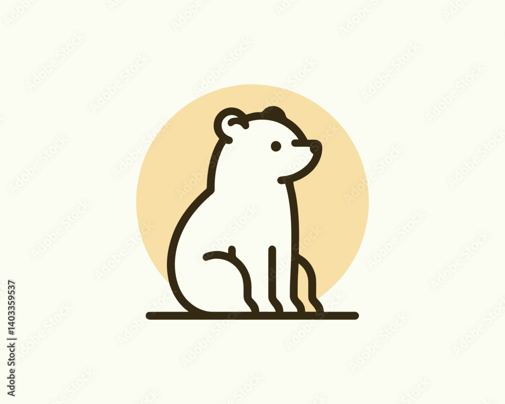 Obraz premium Bear Branding Icon in Minimal Style 