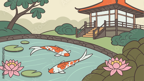 japanese garden with flowers