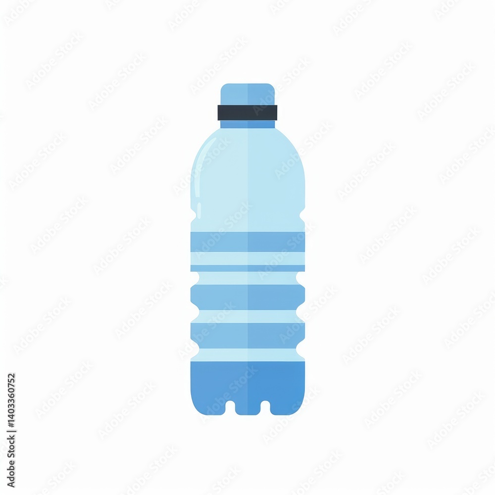 Light blue plastic water bottle. Features a ribbed body, a cap, and is simple and clean Light blue plastic water bottle. Features a ribbed body, a cap, and is simple and clean