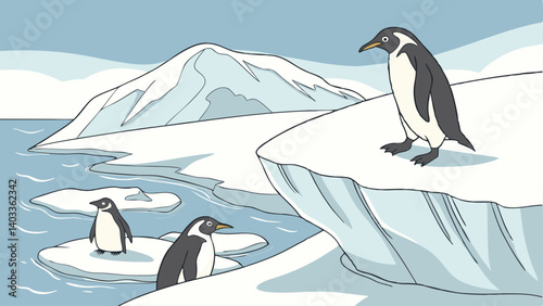 penguin on the ice