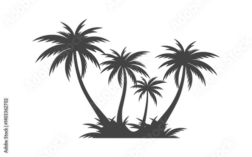 Palm tree summer beach icon illustration v.24