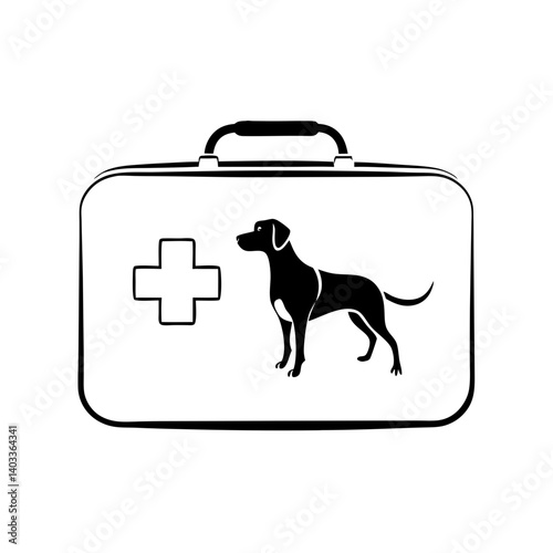 First aid kit for dogs in black outline, pet accessories