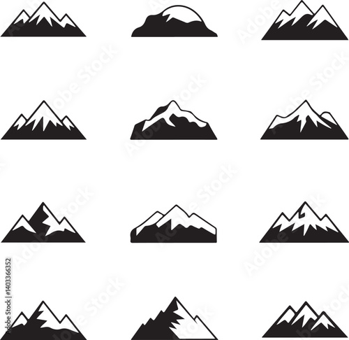 Mountain silhouette, mountain silhouette vector, mountain vector, bundle, logo, forest, tree, beach