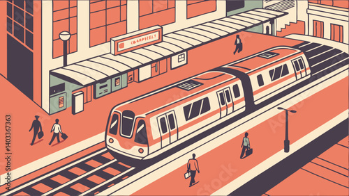 red train in the city