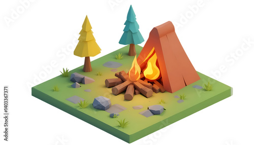 Low Poly Campfire – 3D Low Poly Game Asset	Stylized 3D render of a low poly campfire in low poly design. Perfect for mobile games, strategy builders, or stylized RPG environments. Isolated on white