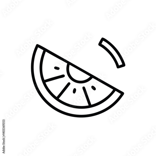 Minimalist Orange Slice Icon Vector Illustration Fruit Segment Line Art