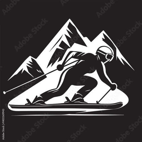 "Extreme Downhill Skiing Adventure in the Mountains"