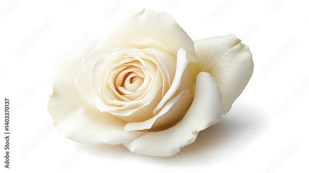 Elegant Ivory Rose Blossom Petals Soft Light Isolated on White Background Elegant Ivory Rose Blossom Petals Soft Light Isolated on White Background