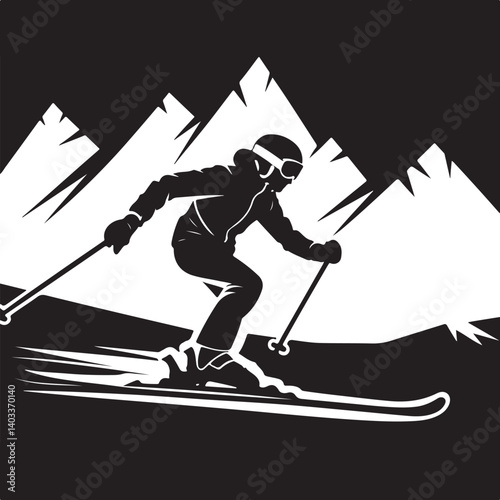 "Extreme Downhill Skiing Adventure in the Mountains"