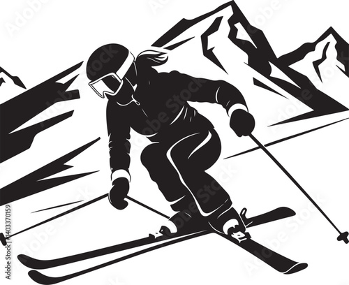 "Extreme Downhill Skiing Adventure in the Mountains"