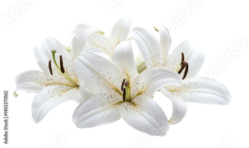 Delicate White Lilies Representing Purity Isolate on Transparent Background, cutout, png