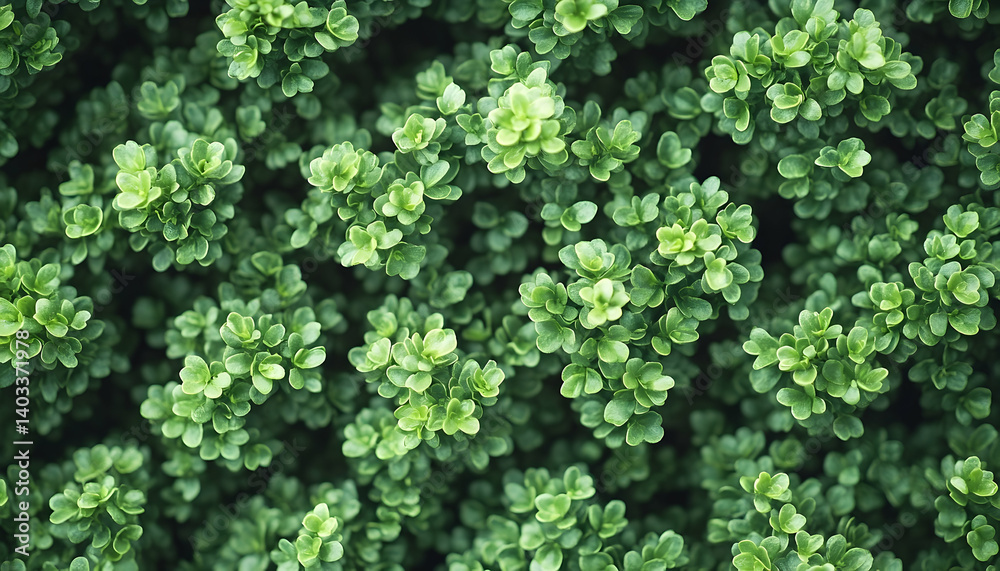 Lush green foliage densely packed, showcasing vibrant leaves, with a soft natural backdrop Lush green foliage densely packed, showcasing vibrant leaves, with a soft natural backdrop