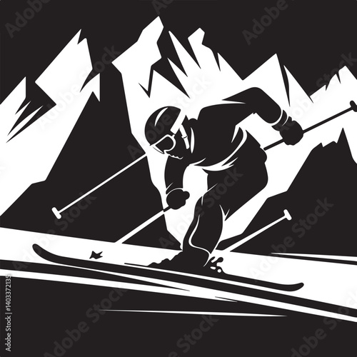 "Extreme Downhill Skiing Adventure in the Mountains"