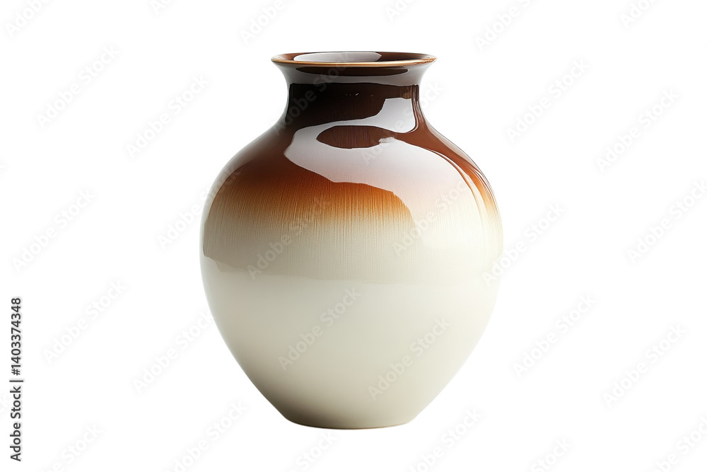 Elegant ceramic vase brown and cream ombre glaze studio shot on black background Elegant ceramic vase brown and cream ombre glaze studio shot on black background